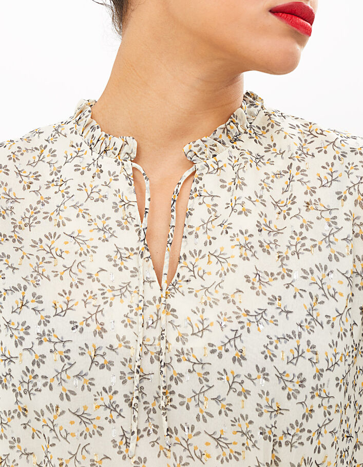 Robe blanc cass?� imprim?� feuilles I.Code