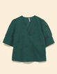 Top vert broderie anglaise boutonnage croisé I.Code-6
