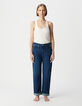 Blaue Damen-Cropped Boyfriend-Jeans-2