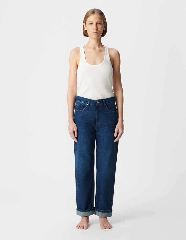 Blaue Damen-Cropped Boyfriend-Jeans-2