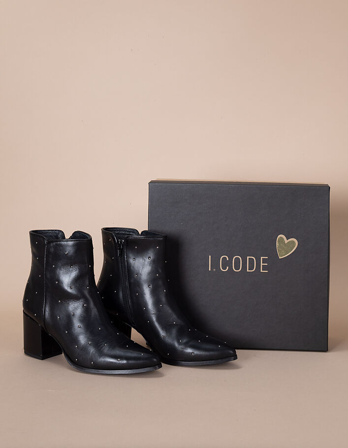 Boots noirs cuir lisse clouté I.Code - I.CODE