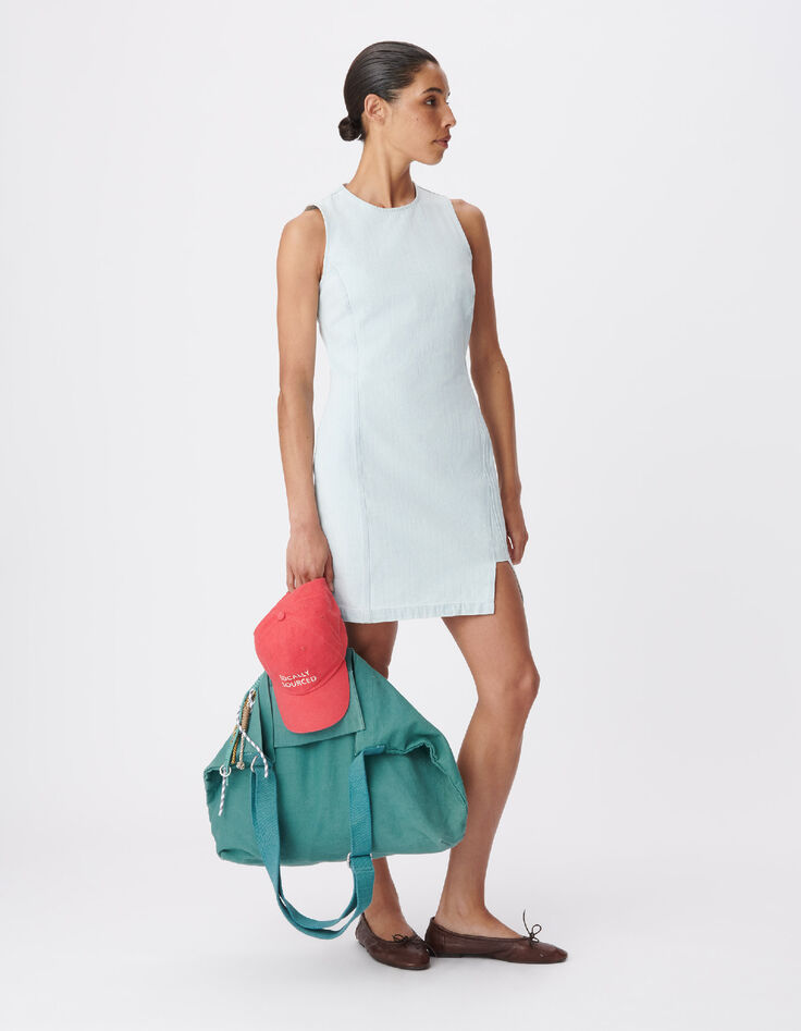 Gr&uuml;ne Damen-Totebag aus Segeltuch mit Stickerei-6