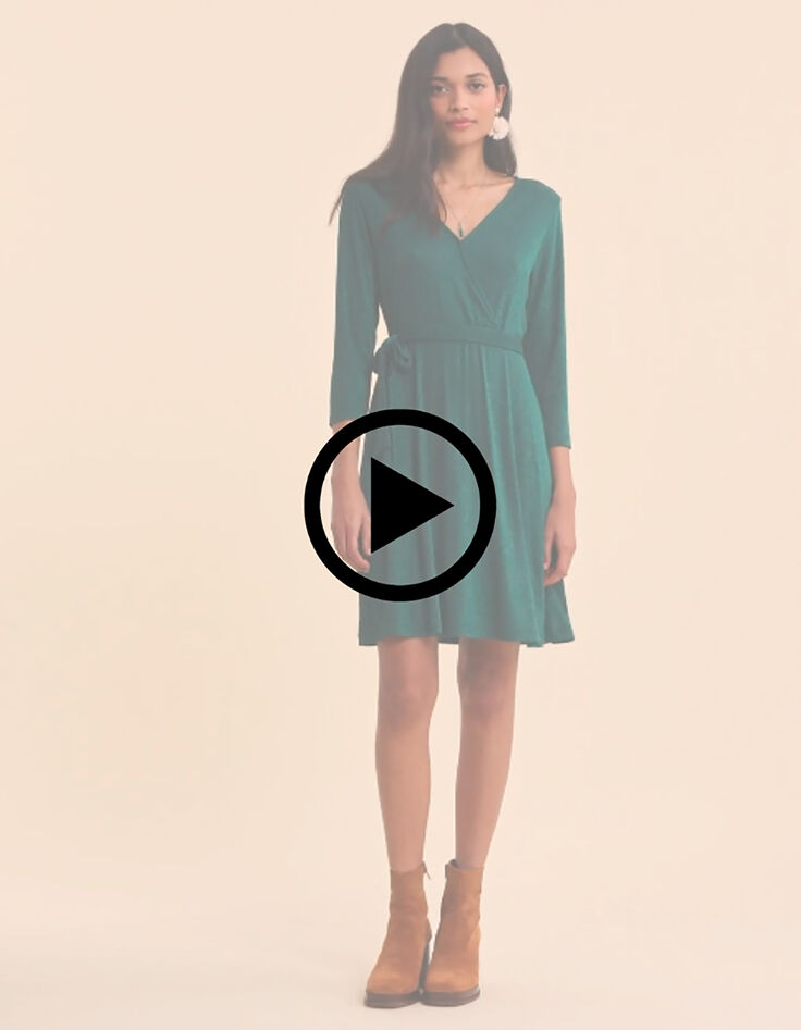 Robe verte lurex maille nid d'abeille I.Code-12