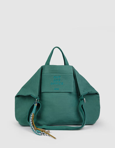 Gr&uuml;ne Damen-Totebag aus Segeltuch mit Stickerei - IKKS