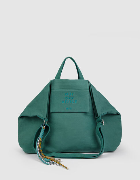 Gr&uuml;ne Damen-Totebag aus Segeltuch mit Stickerei - IKKS