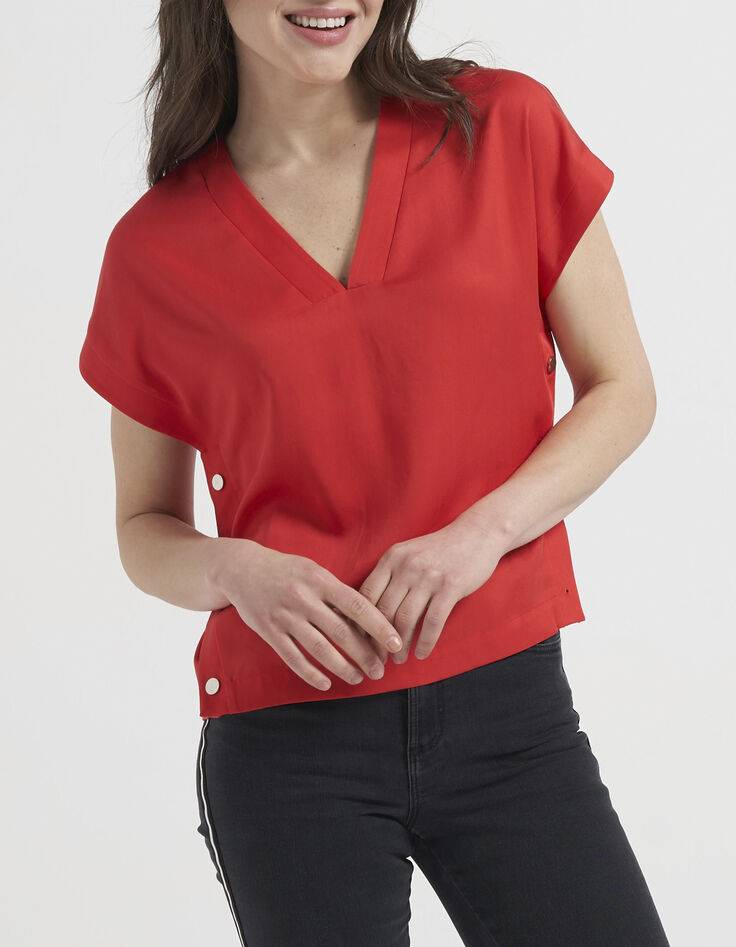 Top coquelicot avec pressions côté I.Code-6 Top coquelicot avec pressions côté I.Code-6