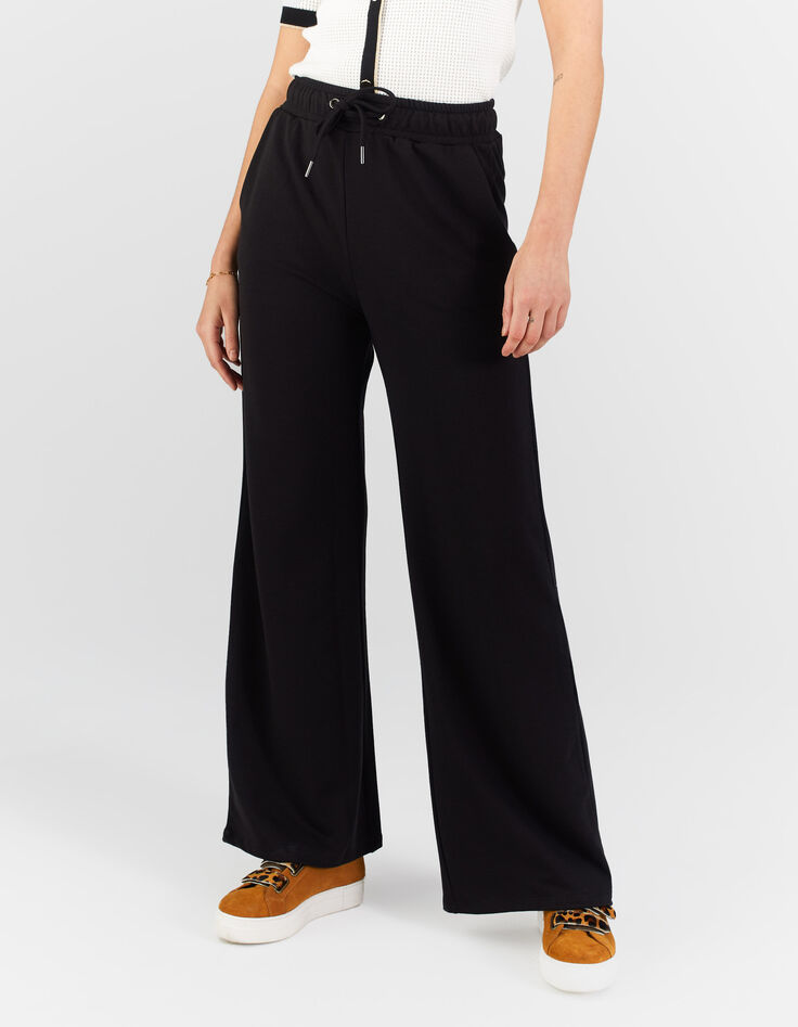 Pantalon large noir en molleton I.Code-1 Pantalon large noir en molleton I.Code-1