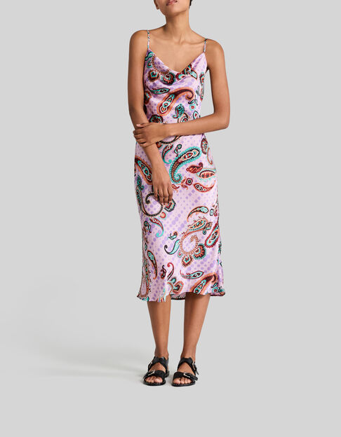 Cremewei&szlig;es Recycling-Damenkleid mit Maxi-Paisleyprint - IKKS