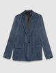 Marineblauw satijnen colbert voor Dames-6