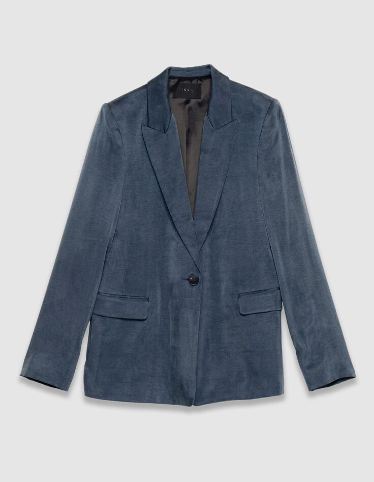Marineblauw satijnen colbert voor Dames-6