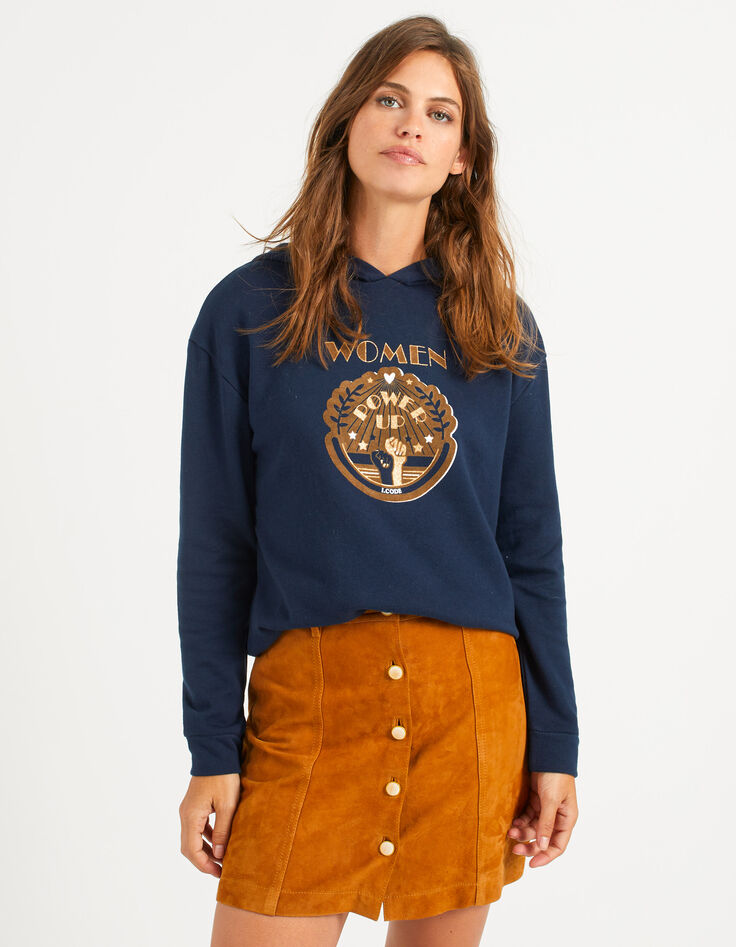 Sudadera navy azul con capucha y mensaje I.Code-2