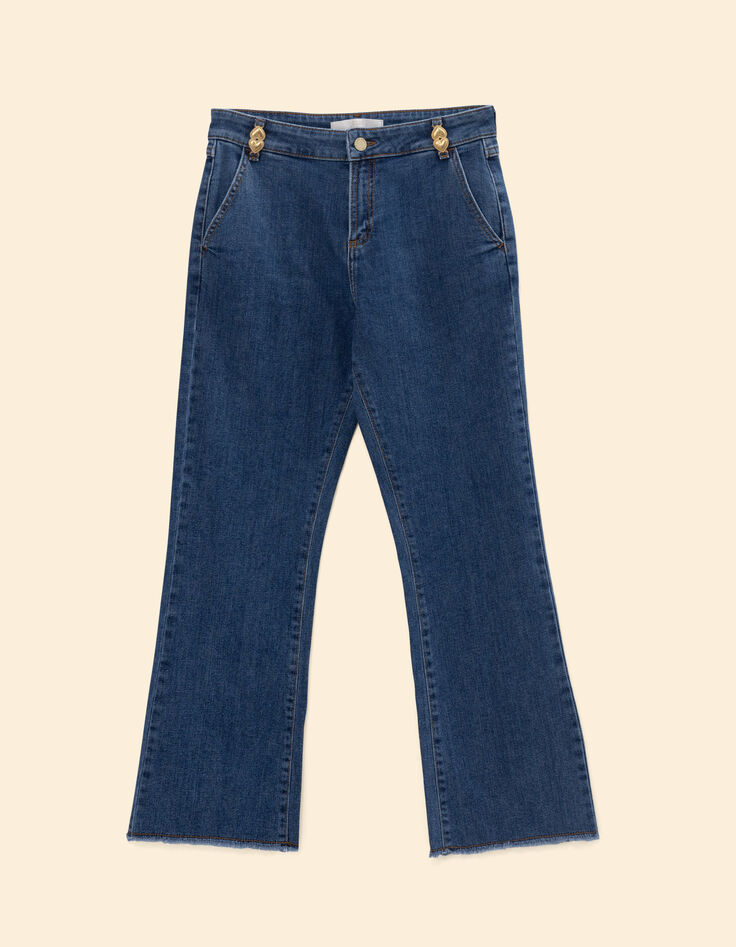 Pantalón vaquero recto azul con flecos I.Code-8