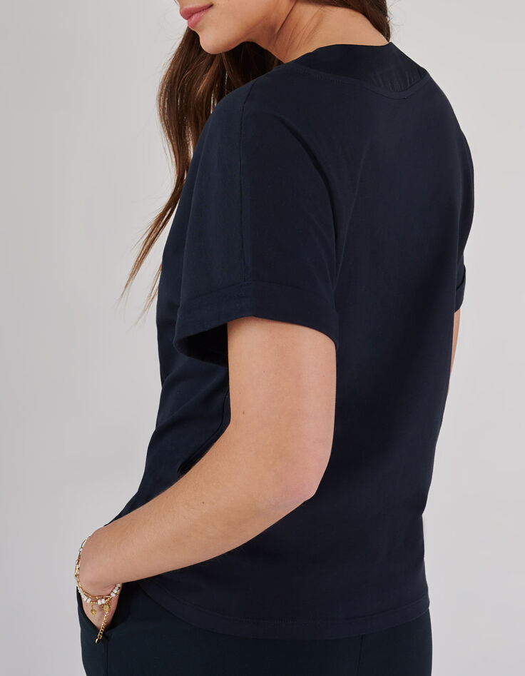 Marine top in twee materialen met rits I.Code-3