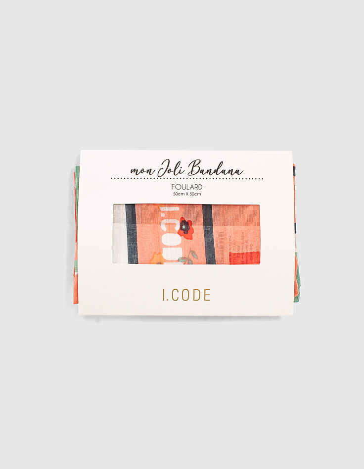 Quadratischer Schal mit Message in Water Pink I.Code-6