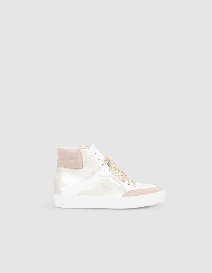 Goldfarbene, weiße und rosa Ledersneakers I.Code - I.CODE