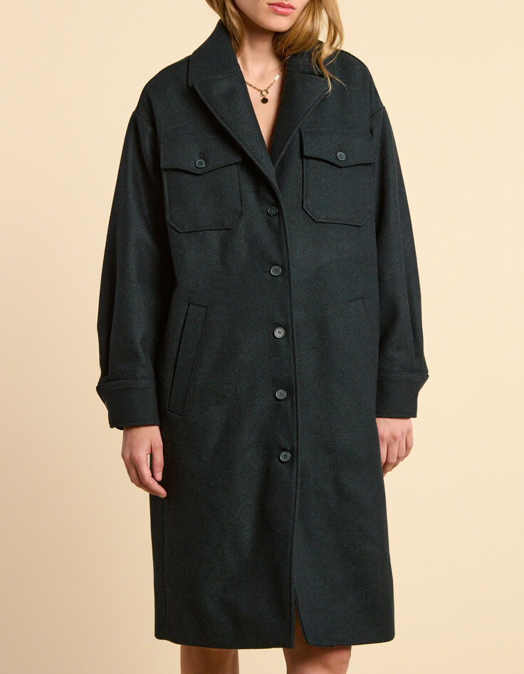 I.Code midnight green overcoat-3