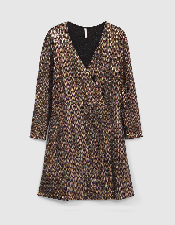 Vestido negro punto lunares mini metalizados I.Code-6