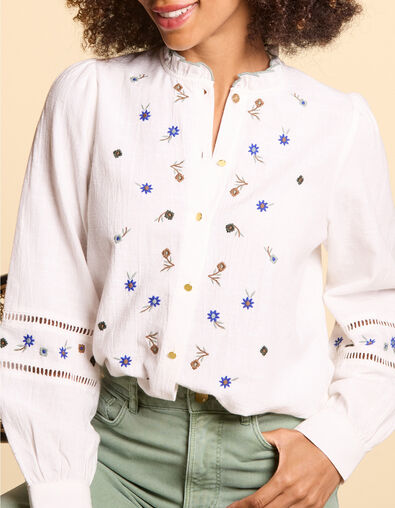 Camisa blanco roto bordados flores I.Code