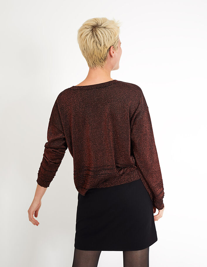 I.Code lipstick red lurex knit V-neck sweater - I.CODE