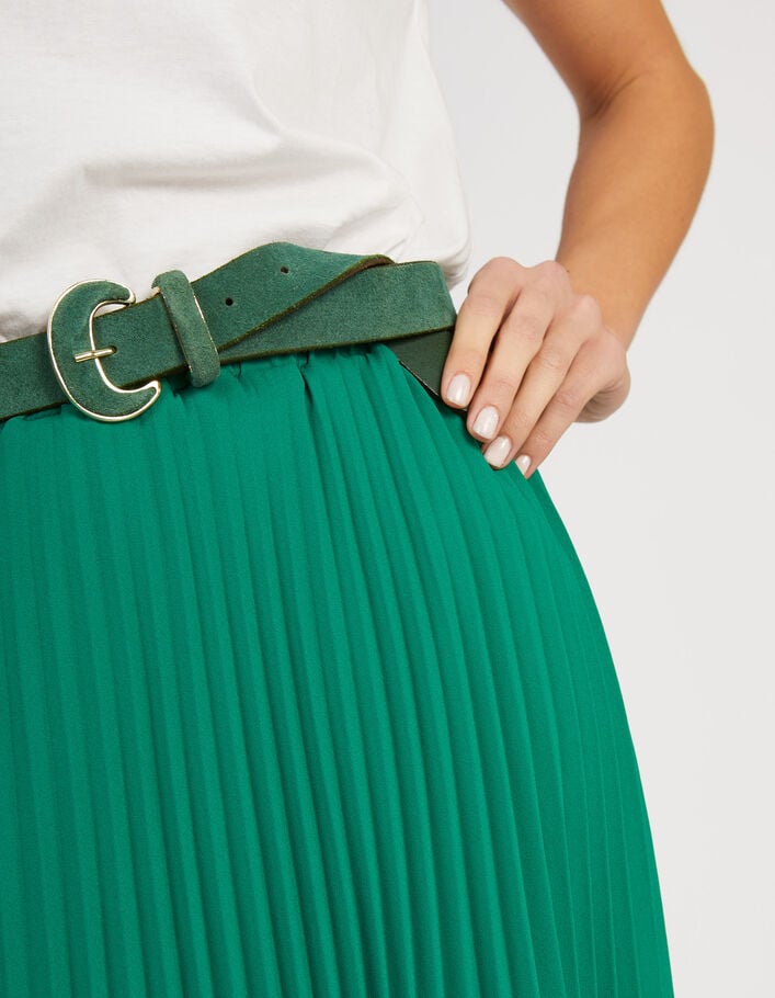 I.Code meadow green pleated long skirt - I.CODE