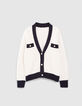 Cardigan blanc cassé bordé marine en tricot I.Code-4