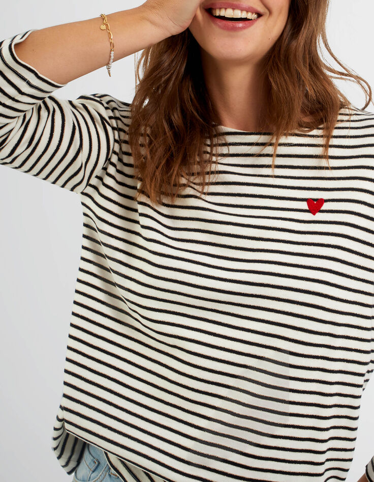 Matrozen-T-shirt strepen en geborduurd hart I.Code-2