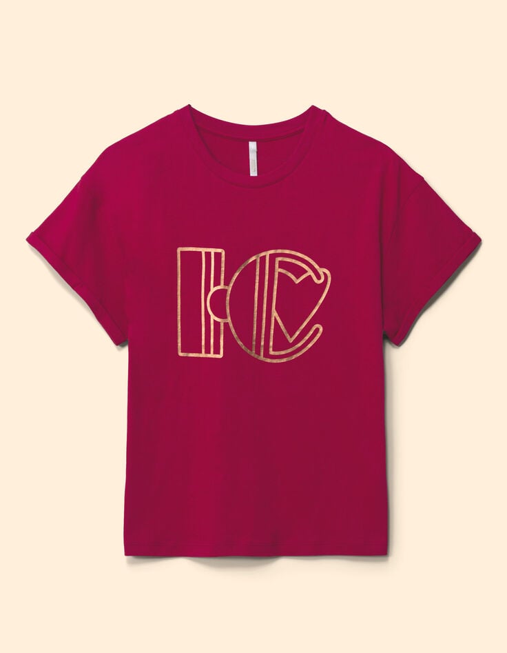 Roze T-shirt koper monogram I.Code-5 Roze T-shirt koper monogram I.Code-5