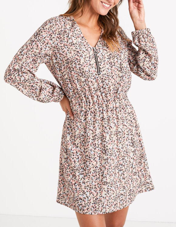 Jurk in sweet pink vlekkenprint I.Code