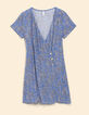 Robe portefeuille bleue imprimé cachemire floral I.Code-7