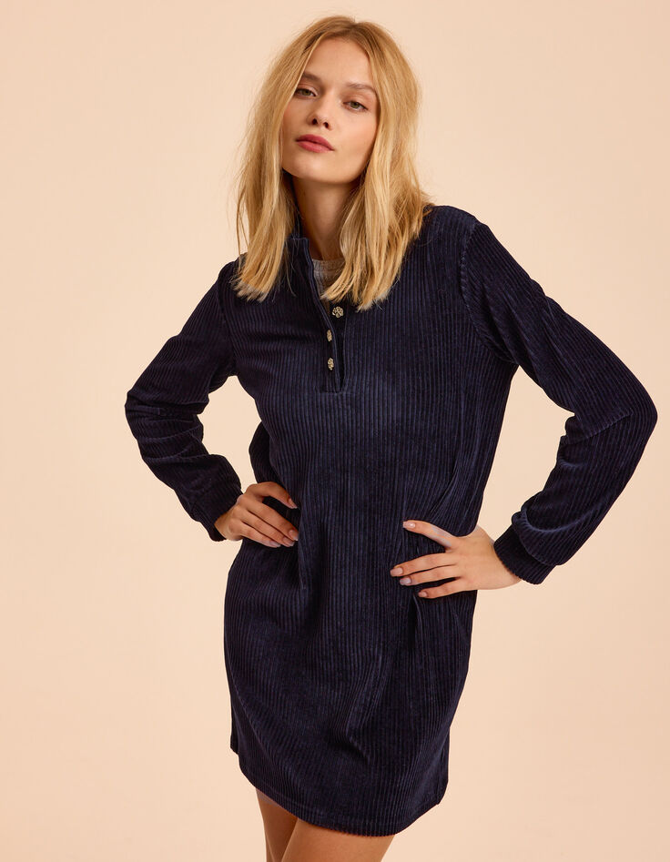 Marine jurk ribfluweeltricot I.Code-2