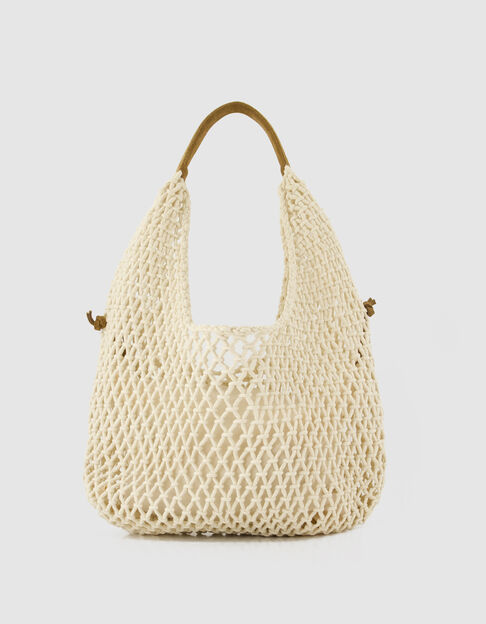 Hobo-Tasche beige geh&auml;kelt Damen - IKKS