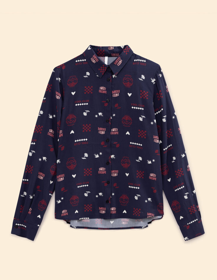 Camisa manga larga azul marino escudo I.Code-7