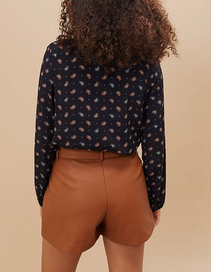 Blouse noire imprimé cachemire I.Code-2 Blouse noire imprimé cachemire I.Code-2