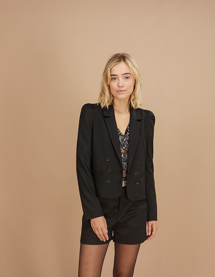 I.Code black short suit jacket-3