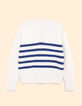 Pull blanc tricot ray&eacute; bleu I.Code-11