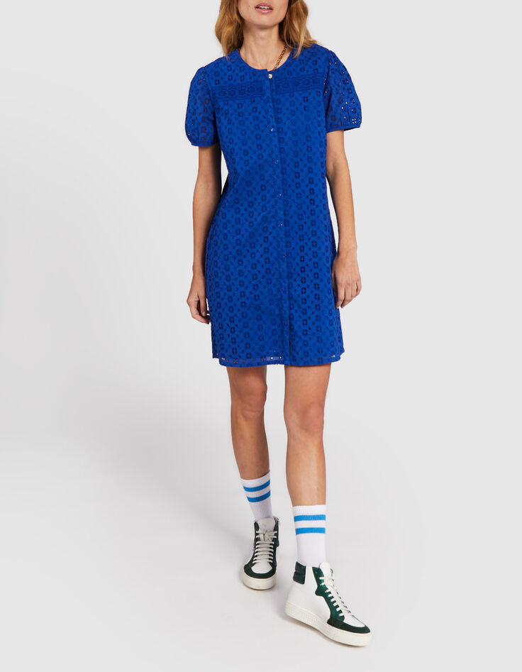 Vestido azul el&eacute;ctrico bordado ingl&eacute;s I.Code -2