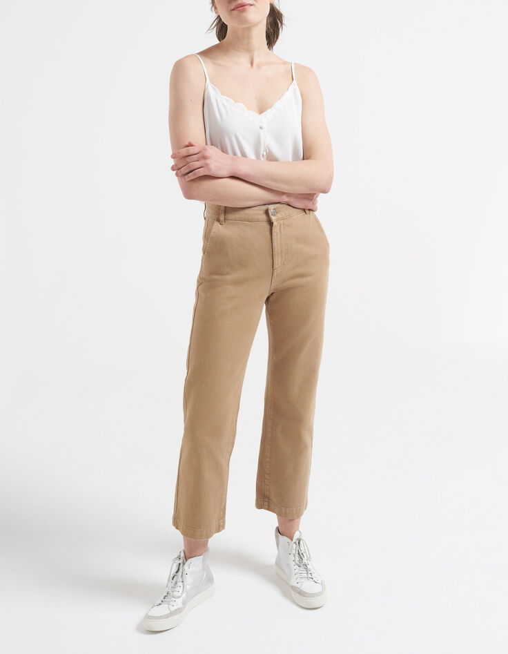 I.Code sand flared cropped jeans-1