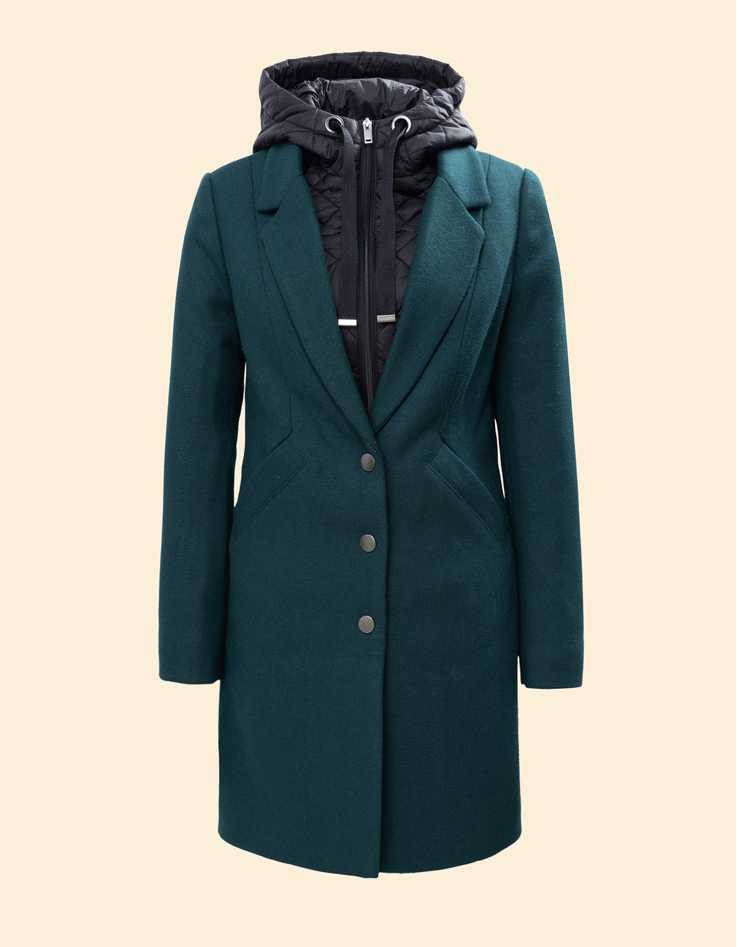 Manteau vert parementure doudoune amovible I.Code-6 Manteau vert parementure doudoune amovible I.Code-6