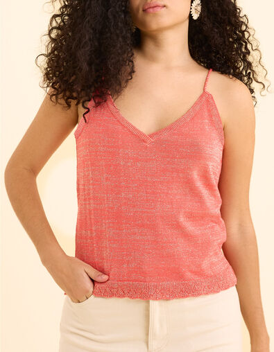 Top fines bretelles rose tricot paillet&eacute; I.Code
