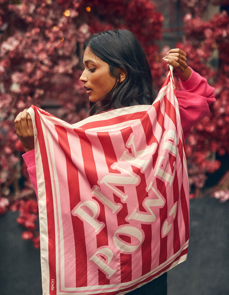 Ecru sjaal roze en rode strepen I.Code-1