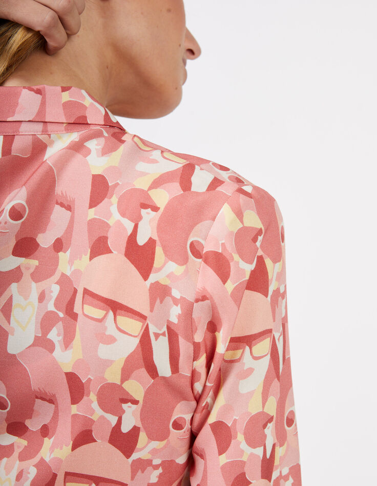 I.Code crimson red shirt with women print-4
