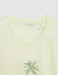 Gr&uuml;nes Damen-T-Shirt mit Palmen und Glitzerbotschaft-7
