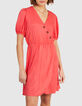 Robe portefeuille corail fluide boutonn&eacute;e I.Code-2