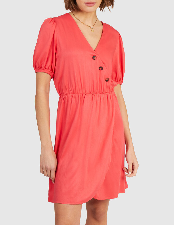 Robe portefeuille corail fluide boutonn&eacute;e I.Code-2