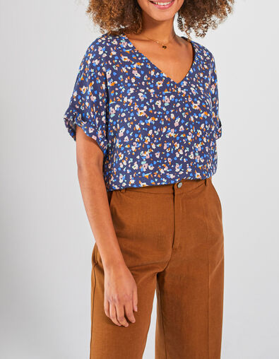 Marineblaues Top mit Fleckenprint I.Code