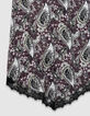 Asymmetrischer langer Rock mit bordeauxfarbenem Paisleymuster Damen-9