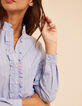 I.Code blue striped blouse with ruff collar and front-5