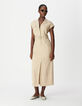 Women's long beige sleeveless safari dress-1