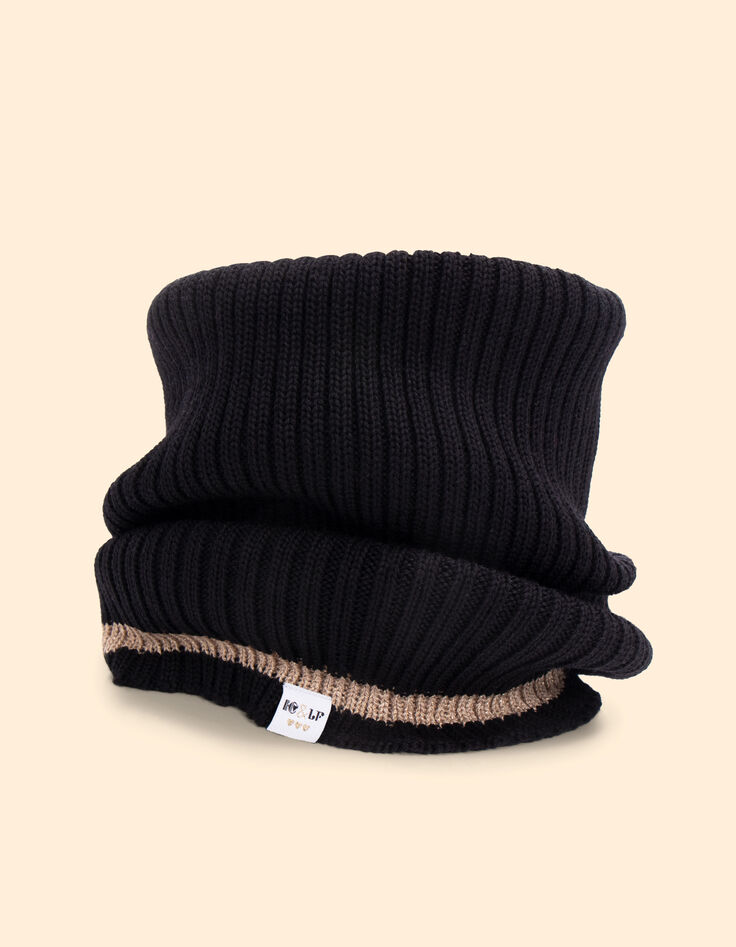Snood noir tricot côtelé I.Code x Lafrançaise-3