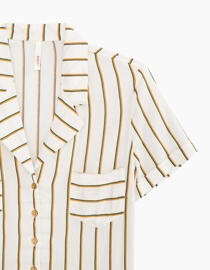 Robe blanc cass?� ?� rayures verticales I.Code